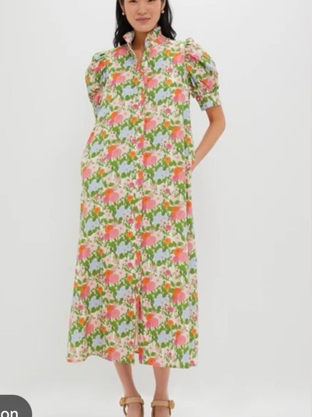 Vibrant Floral Maxi Dress in Pink & Green